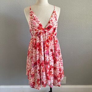 TCEC Pink and Red‎ Floral Mini Dress Size XS EUC